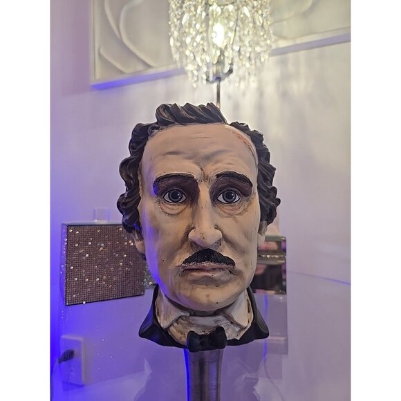 Edgar Allan Poe Poetic Head Bust Statue Nevermore Gothic Plant Holder Home Decor - Picture 5 of 10